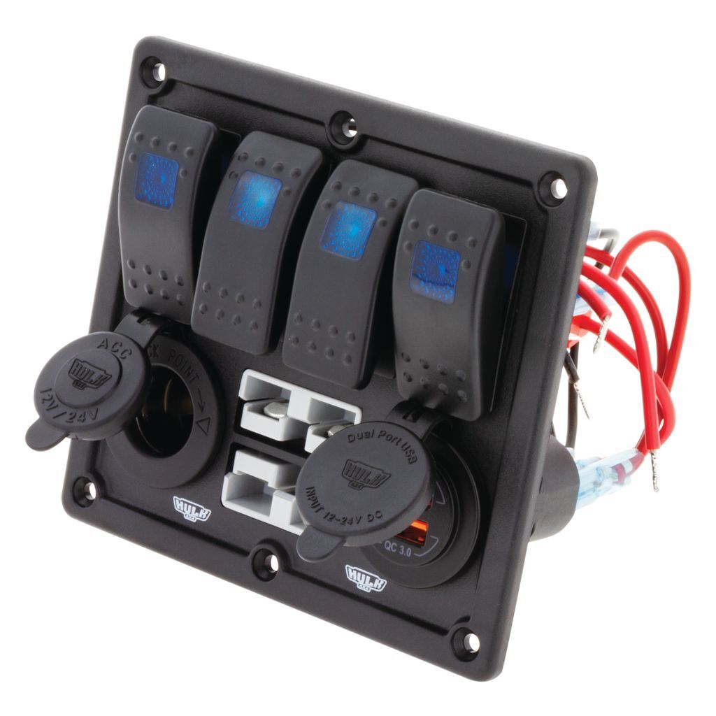 4 Way Switch Panel With 50A Plugs Acc Power Socket & Usb