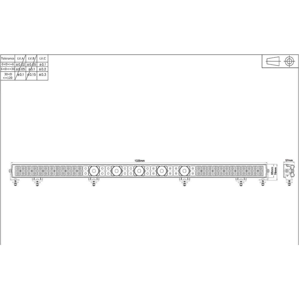 Laser Led Driving Lmp Lightbar Combo Beam 9-36V 372W 28,000 Lmns 1,326Mm Long