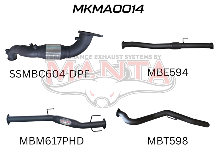 Manta - BT50 2020 ON 3.0L TURBO BACK WITH CAT & HOTDOG (MKMA0014) - (MKMA0014)