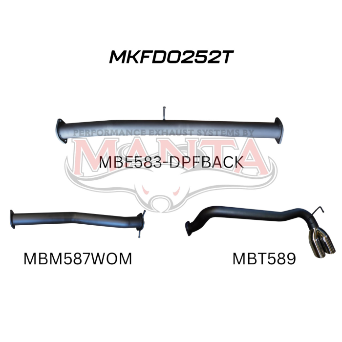 Ford PX2 Ranger 3in DPF Back Twin Tip Side Exit