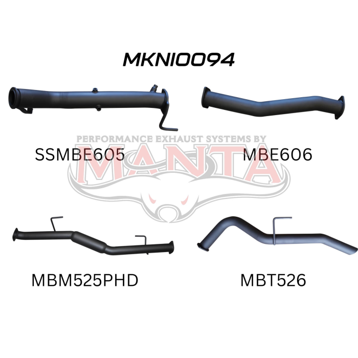 NP300 Navara 3in Turbo Back Exhaust System Without Cat, Hotdog