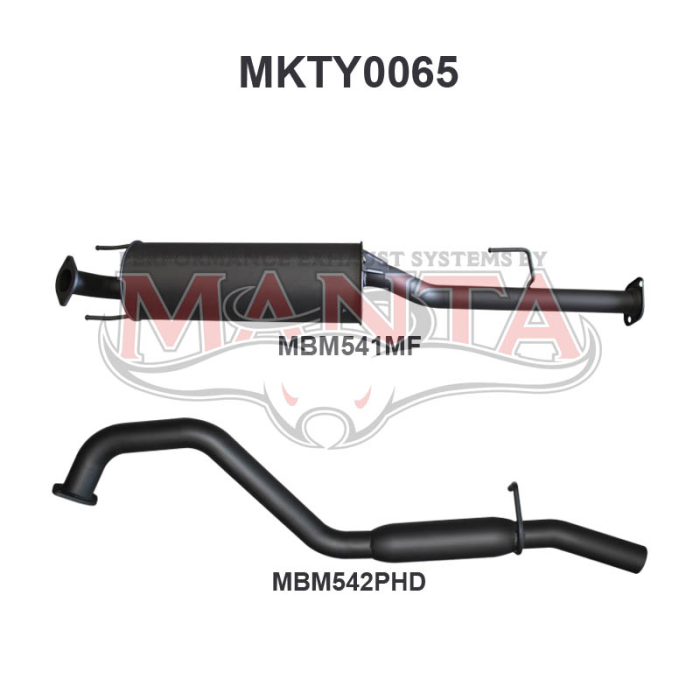 Toyota Hilux 150 4.0L V6 2.5in Cat Back Exhaust System, centre muffler, rear hotdog